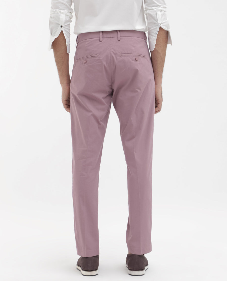 Rare Rabbit Men's Linotel Pastel Pink Cotton Blend Plain Regular Fit Trouser