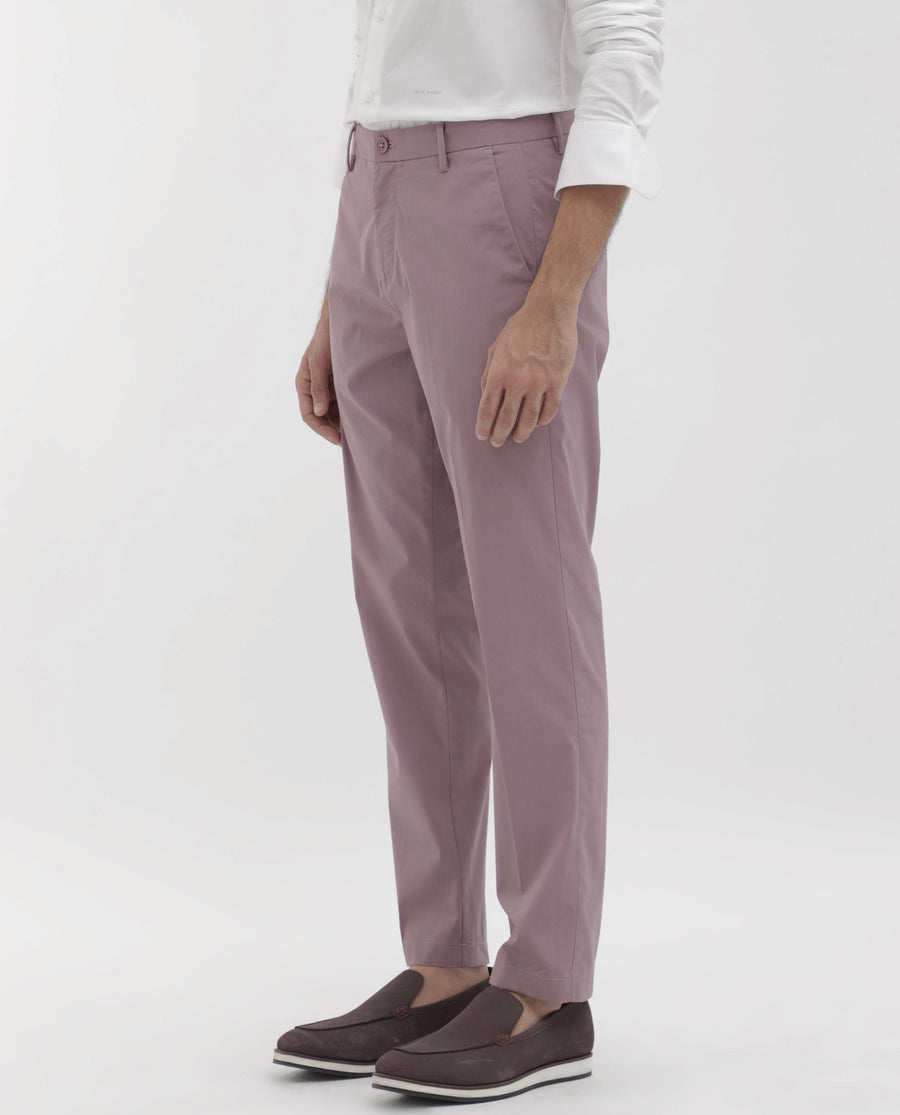Rare Rabbit Men's Linotel Pastel Pink Cotton Blend Plain Regular Fit Trouser