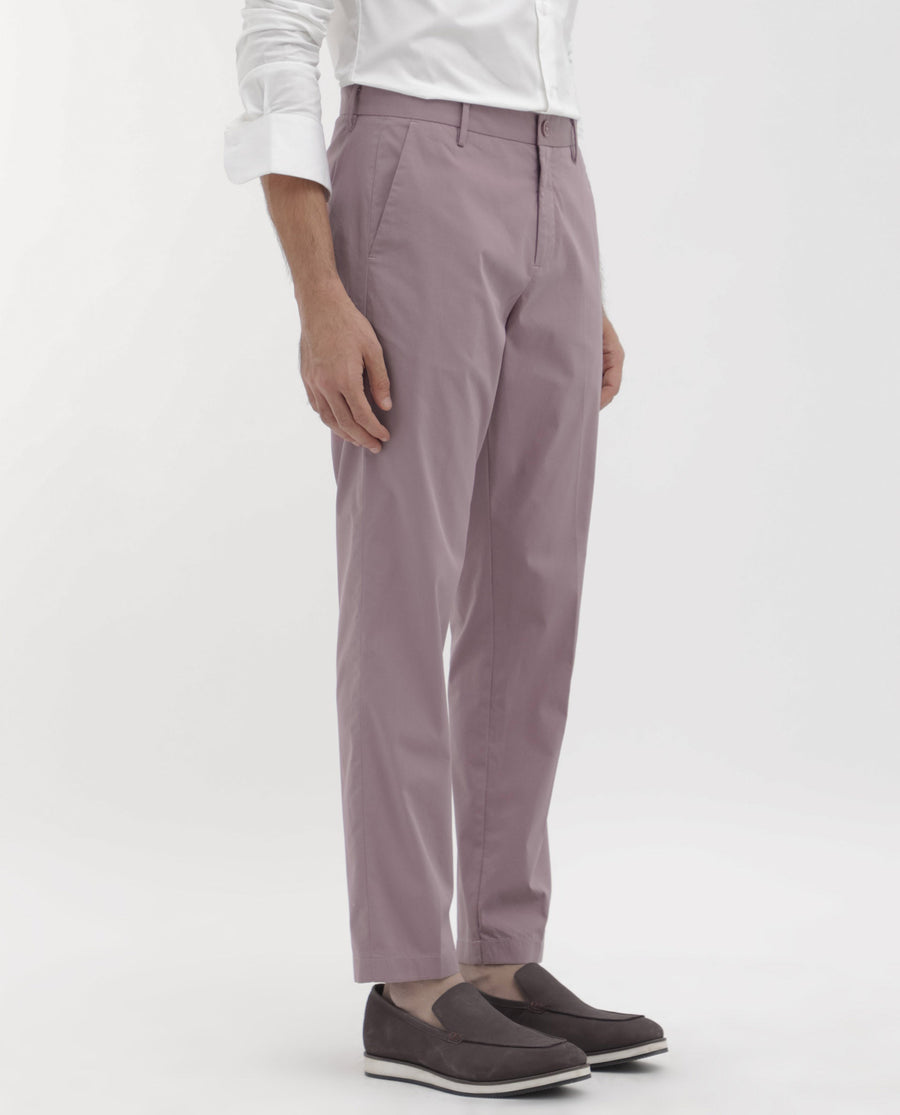 Rare Rabbit Men's Linotel Pastel Pink Cotton Blend Plain Regular Fit Trouser