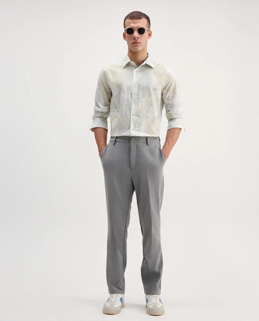 Rare Rabbit Men's Livra Off White Cotton Paisley Print Regular Fit Full Sleeve Collared Shirt