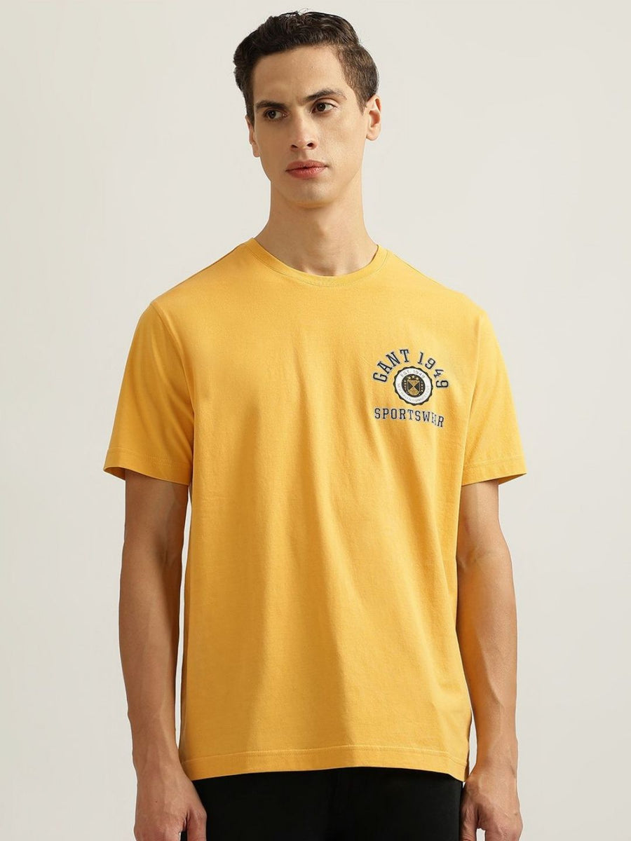 GANT Men Solid Round Neck Cotton T-Shirt
