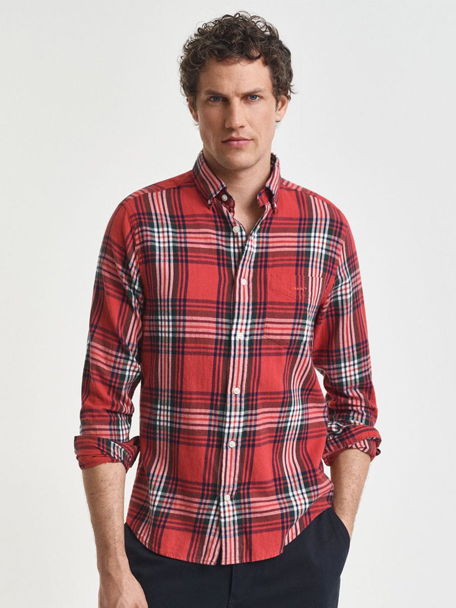 GANT Men Classic Fit Tartan Checked Button-Down Collar Cotton Casual Shirt