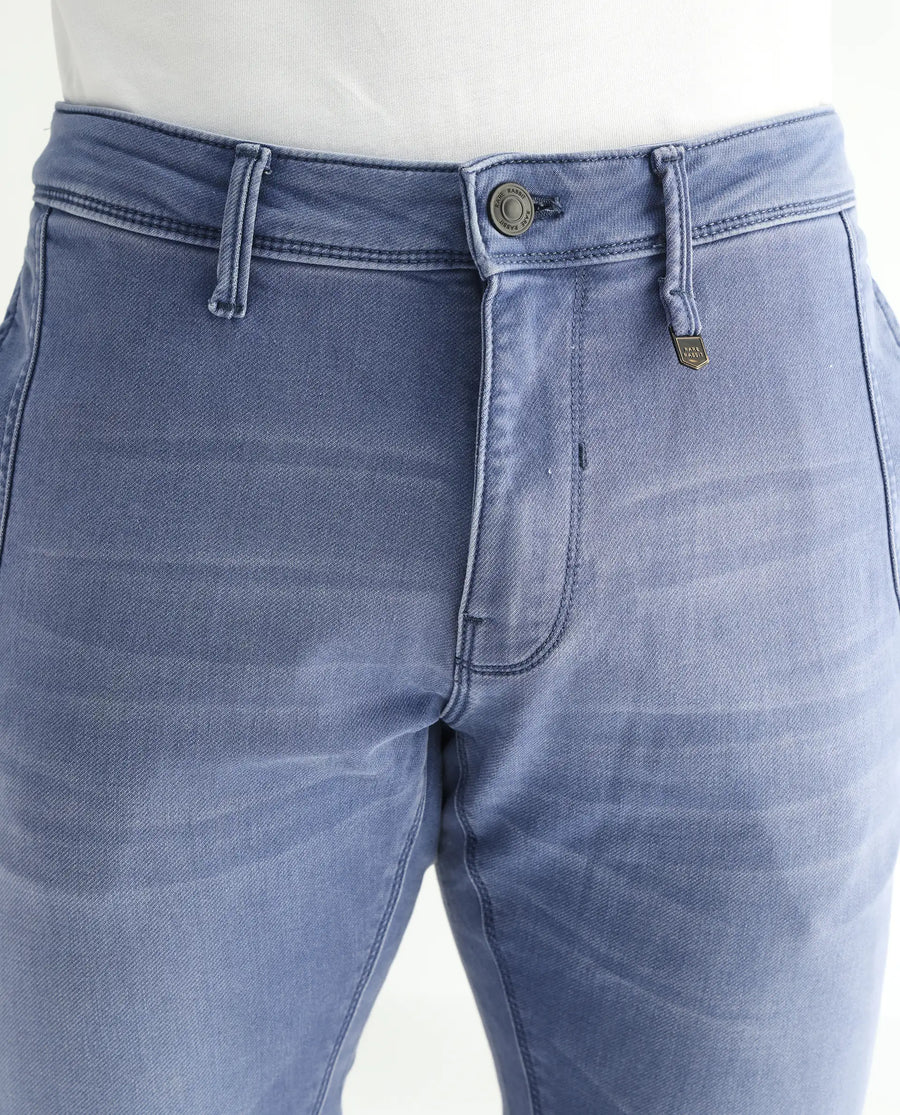 Rare Rabbit Men's Loja Blue Cotton Plain Hawk Slim Fit Jeans