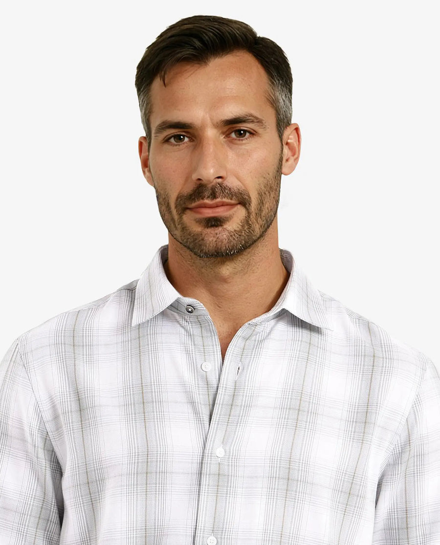 Rare Rabbit Men's Lorde Dusky Green Cotton Checked Print Regular Fit Full Sleeve Collared Shirt