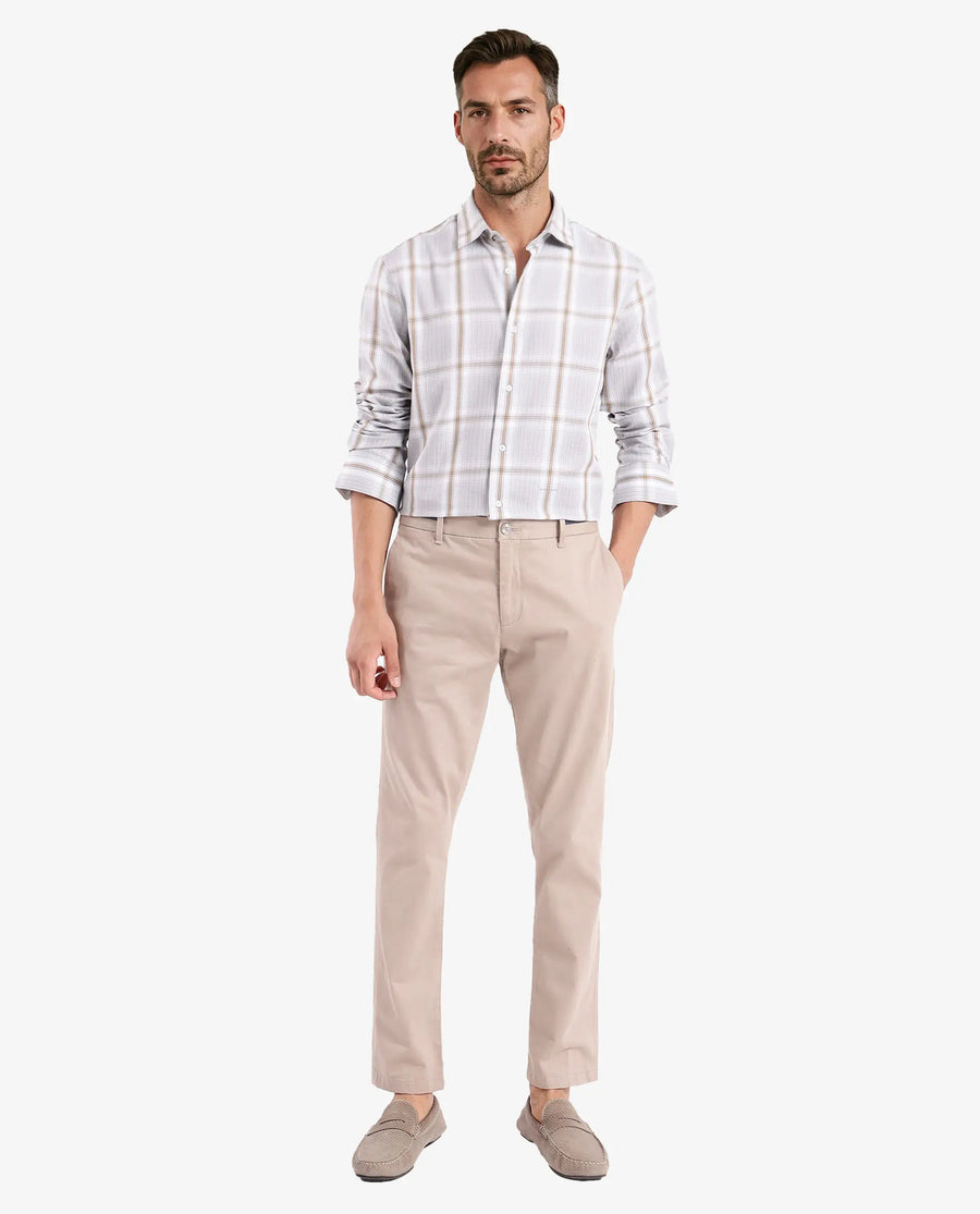Rare Rabbit Men's Lorde Light Grey Cotton Checked Print Regular Fit Full Sleeve Collared Shirt