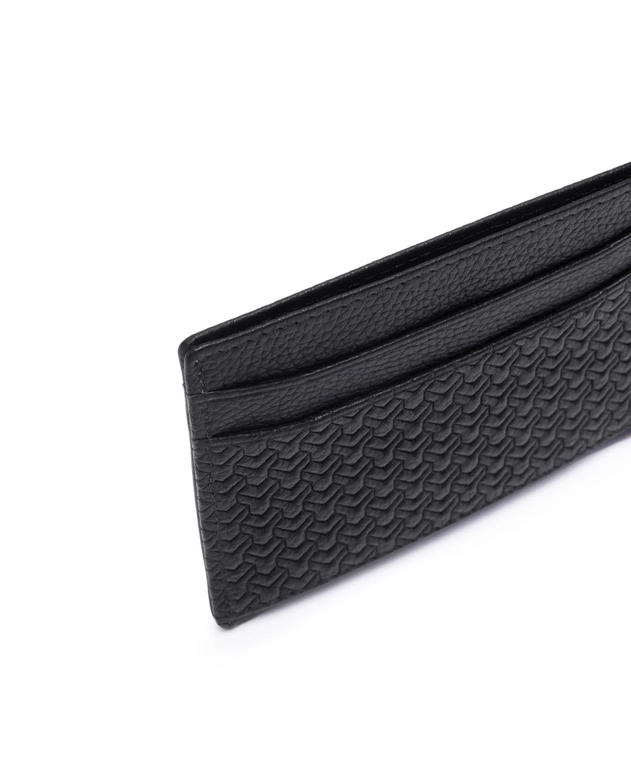 Rare Rabbit Men Lorent Black Leather Card Holder