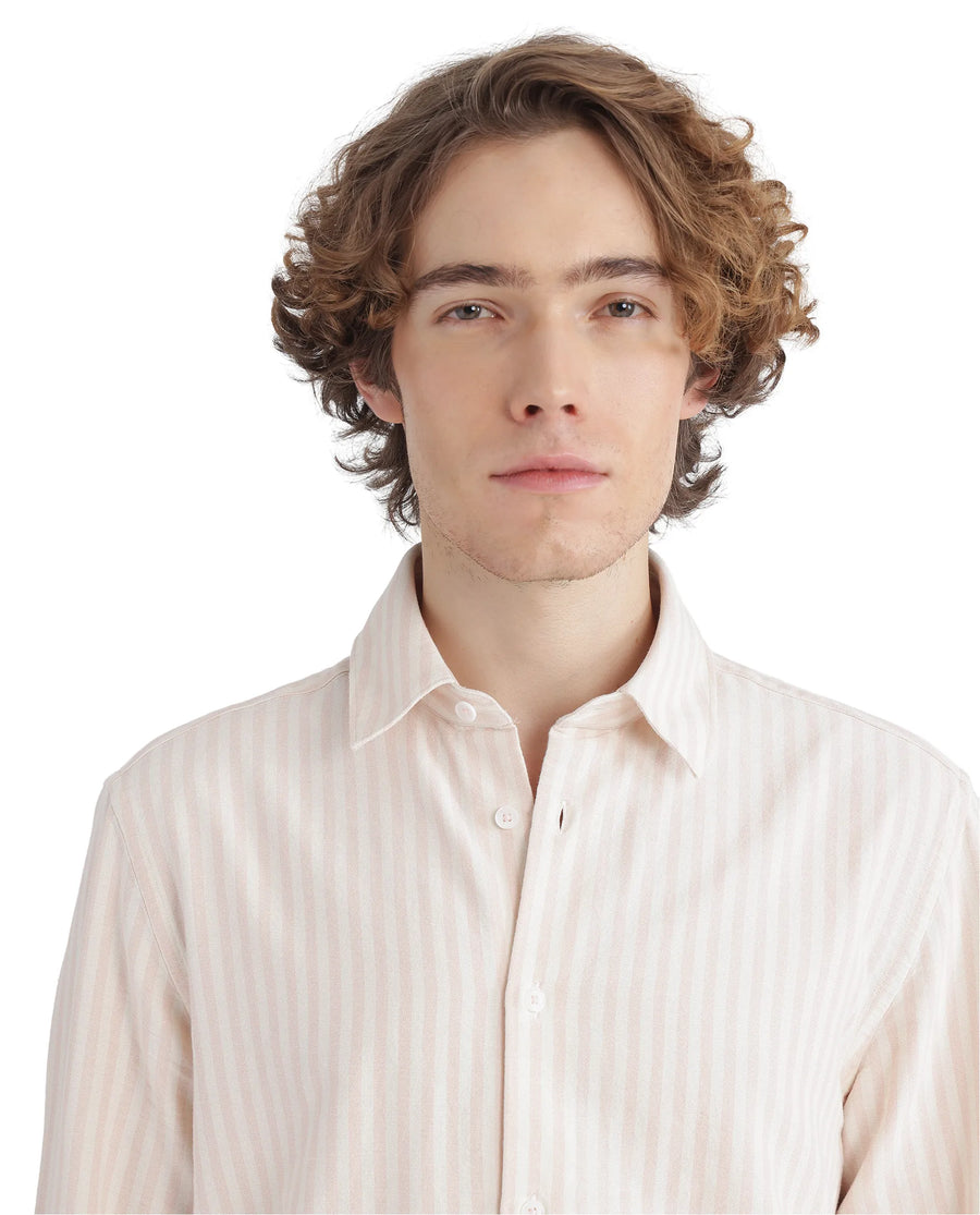 Rare Rabbit Men's Lorp Light Pink Cotton Striped Print Regular Fit Full Sleeve Collared Shirt