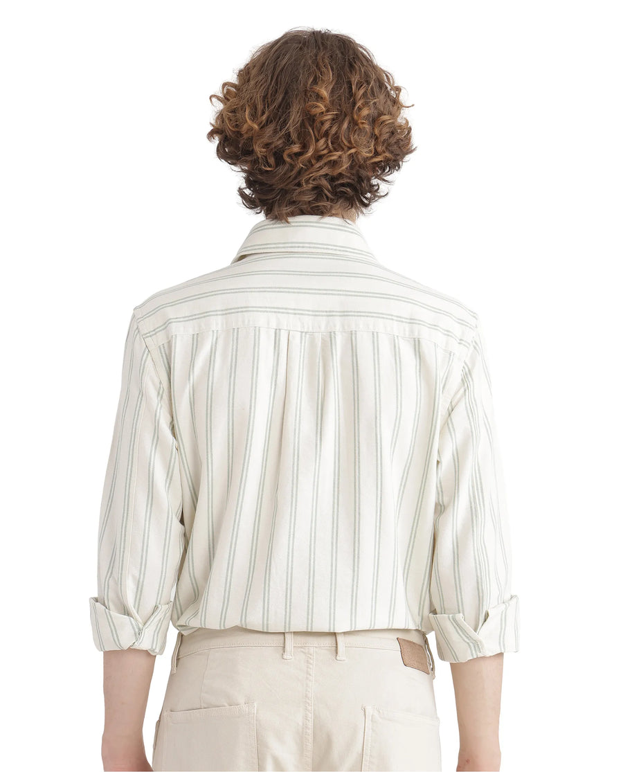 Rare Rabbit Men's Lorw Pastel Green Cotton Striped Print Regular Fit Full Sleeve Collared Shirt