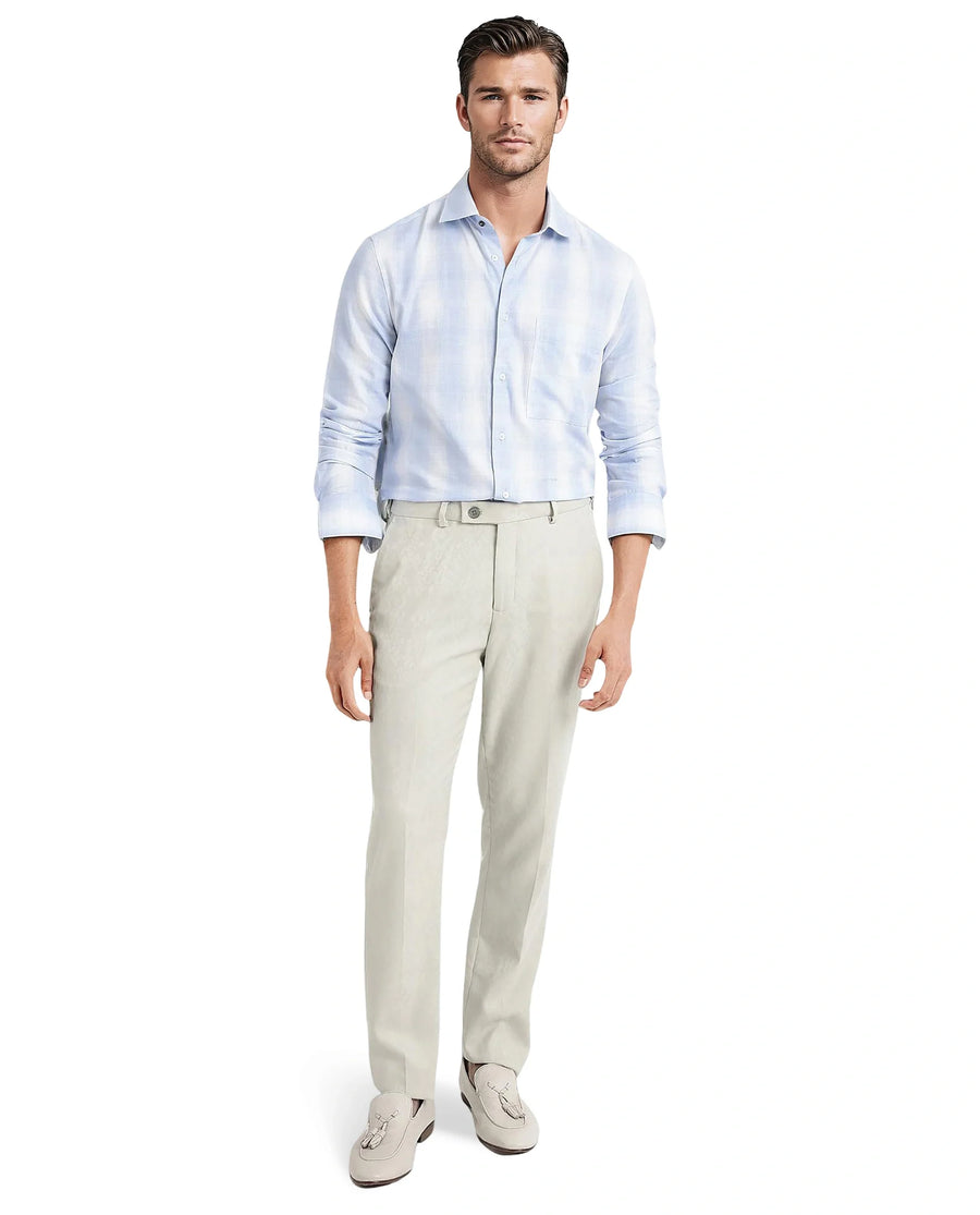 Rare Rabbit Men's Loto Light Blue Cotton Checked Print Regular Fit Full Sleeve Collared Shirt