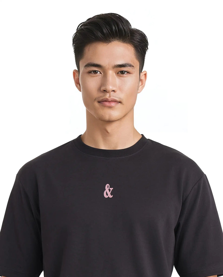 Rare Rabbit Men's Lout Black Cotton Graphic Print Boxy Fit Half Sleeve Crew Neck T-Shirt