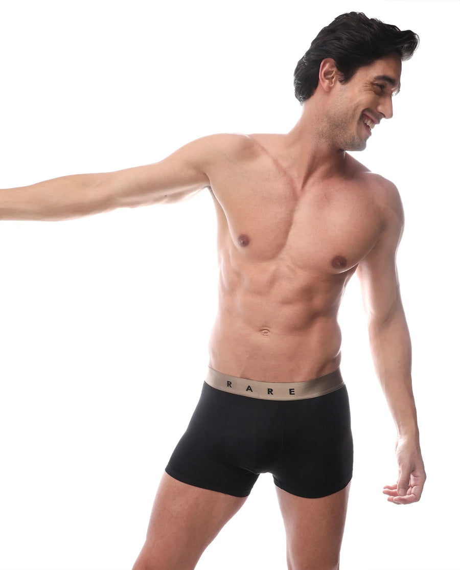 Rare Rabbit Men's Lovi Black Soft Nylon Blend Trunks