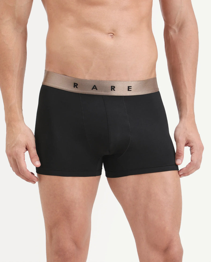 Rare Rabbit Men's Lovi Black Soft Nylon Blend Trunks
