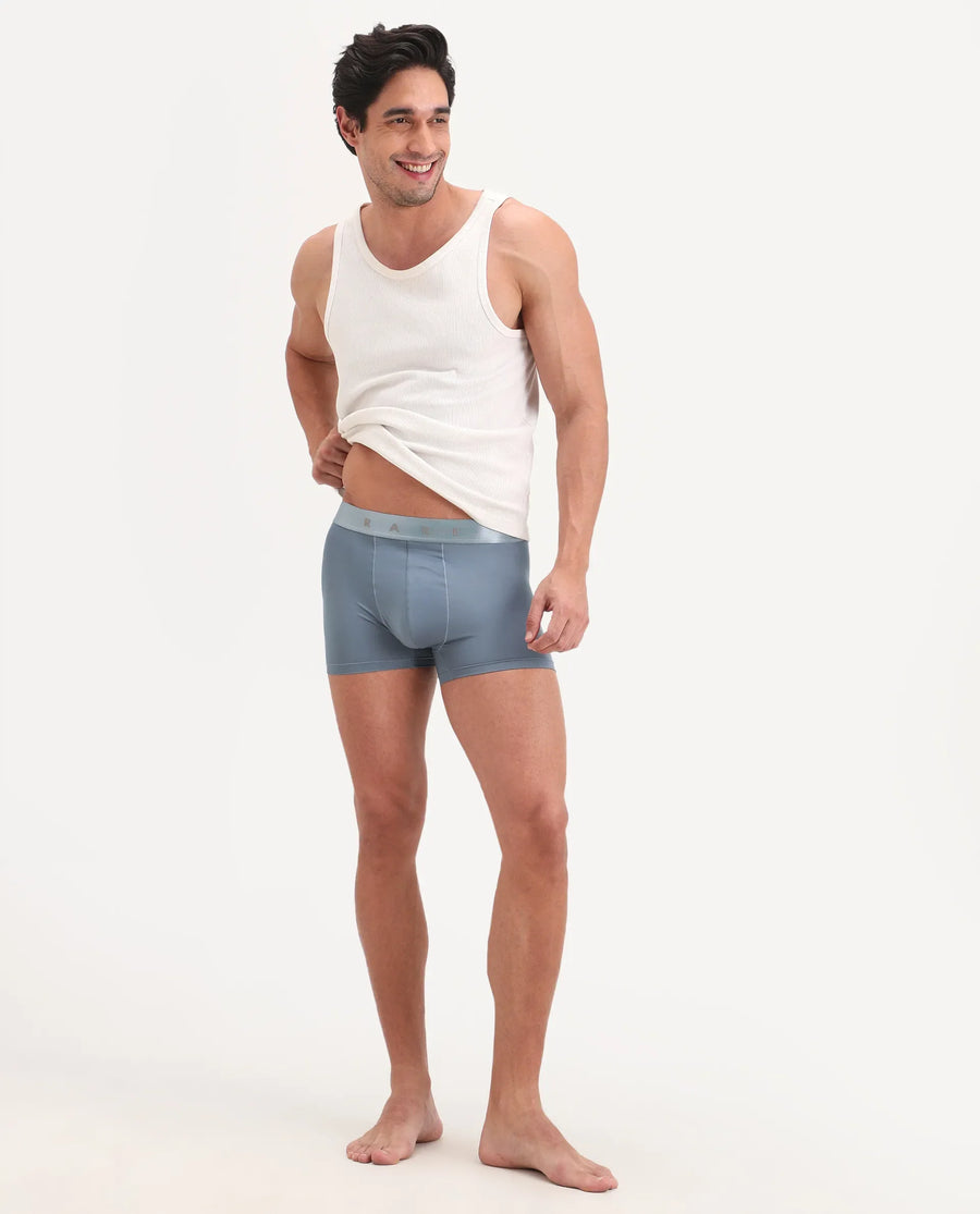 Rare Rabbit Men's Lovi Blue Soft Nylon Blend Trunks
