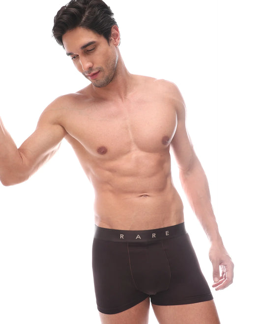 Rare Rabbit Men's Lovi Brown Soft Nylon Blend Trunks