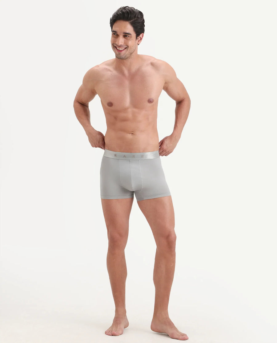 Rare Rabbit Men's Lovi Grey Soft Nylon Blend Trunks