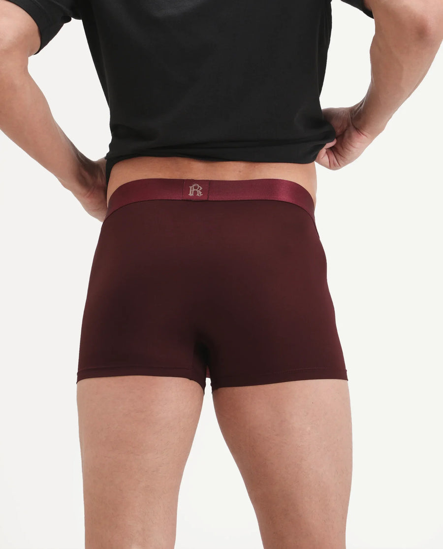 Rare Rabbit Men's Lovi Maroon Soft Nylon Blend Trunks