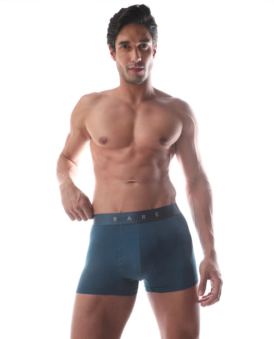 Rare Rabbit Men's Lovi Petrol Soft Nylon Blend Trunks