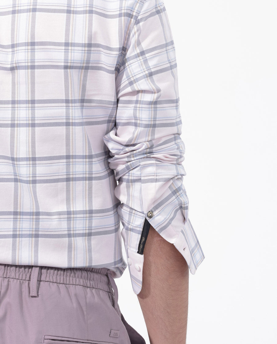 Rare Rabbit Men's Lowen Pastel Pink Cotton Checked Print Regular Fit Full Sleeve Collared Shirt