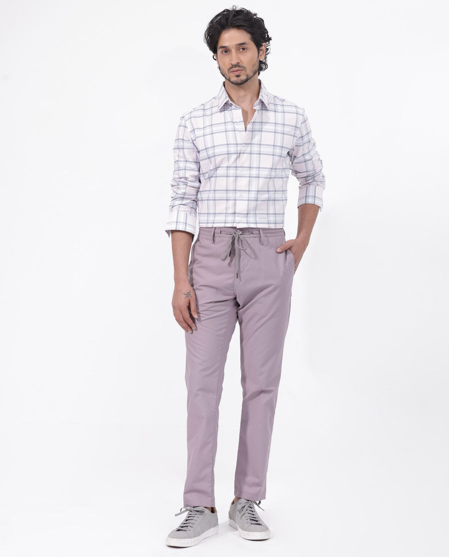 Rare Rabbit Men's Lowen Pastel Pink Cotton Checked Print Regular Fit Full Sleeve Collared Shirt