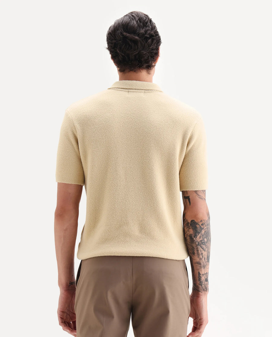 Rare Rabbit Men's Luco Yellow Cotton Blend Fabric Collared Neck Regular Plain Polo