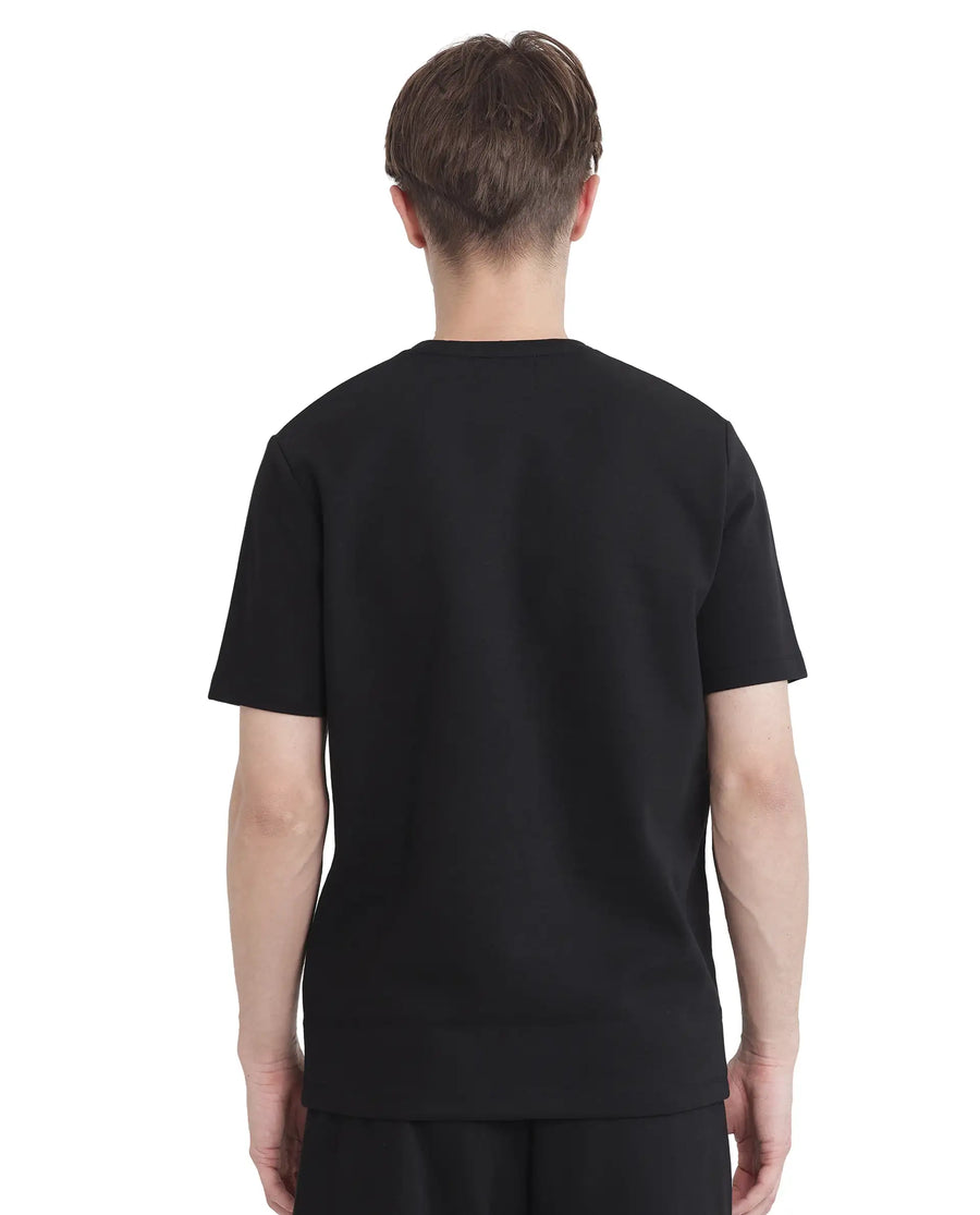 Rare Rabbit Men's Luxa Black Cotton Blend Graphic Print Regular Fit Half Sleeve Crew Neck T-Shirt