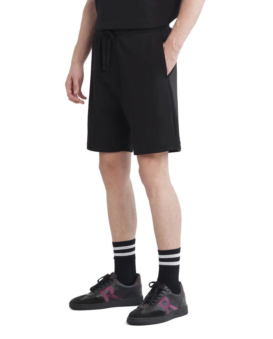 Rare Rabbit Men's Lux Black Cotton Blend Plain Relaxed Fit Shorts