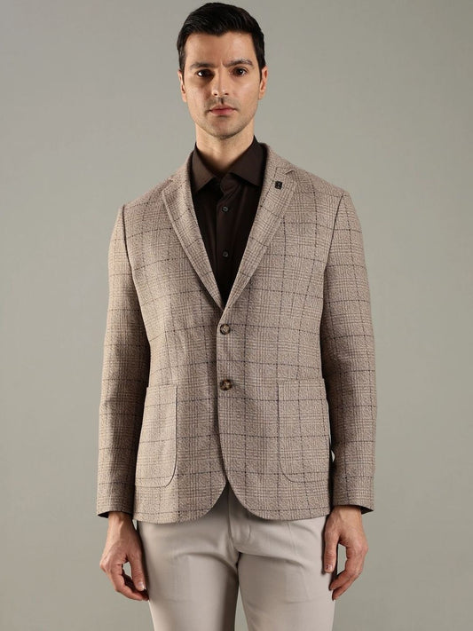 Tommy Hilfiger Checked Notched Lapel Single-Breasted Blazers
