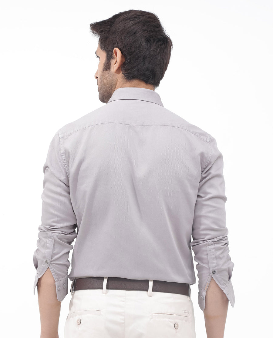 Rare Rabbit Men's Lyton-2 Dusky Purple Cotton Plain Regular Fit Full Sleeve Collared Shirt