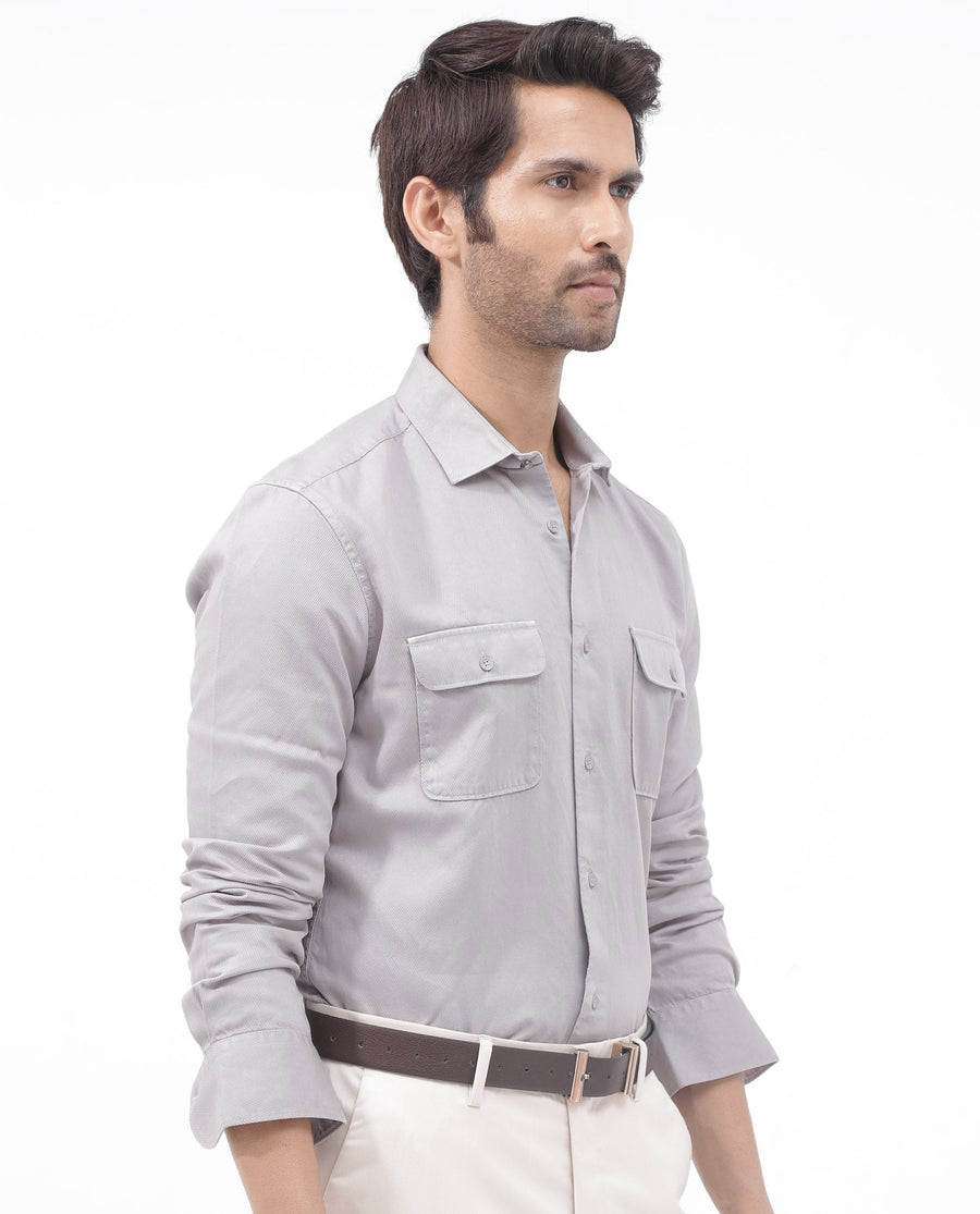 Rare Rabbit Men's Lyton-2 Dusky Purple Cotton Plain Regular Fit Full Sleeve Collared Shirt