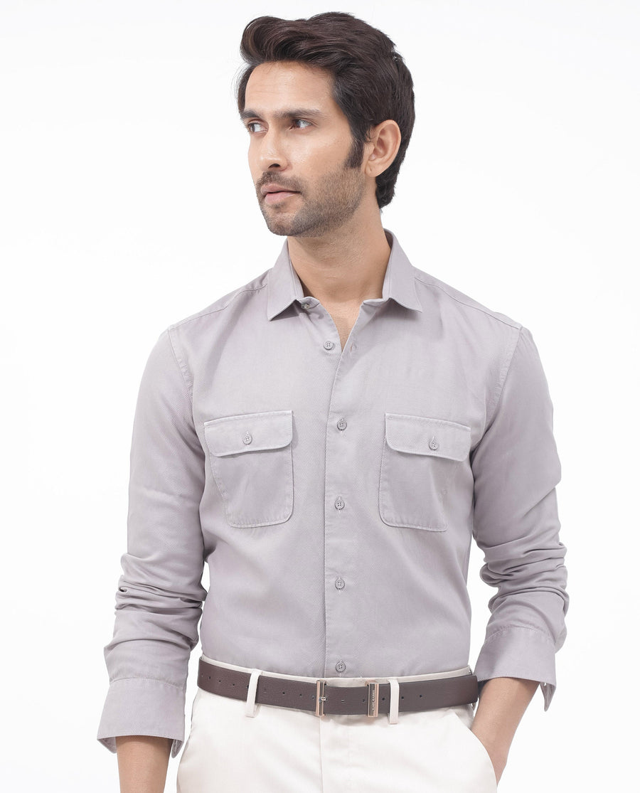 Rare Rabbit Men's Lyton-2 Dusky Purple Cotton Plain Regular Fit Full Sleeve Collared Shirt