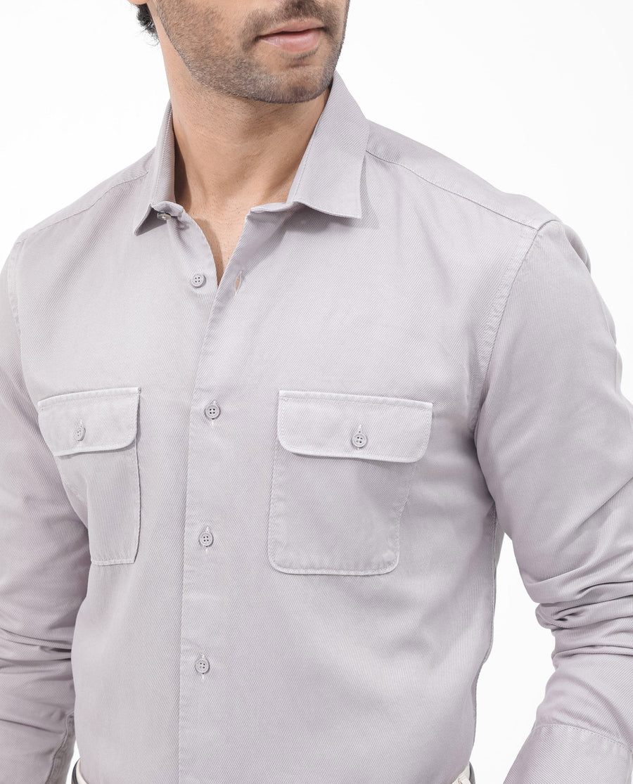 Rare Rabbit Men's Lyton-2 Dusky Purple Cotton Plain Regular Fit Full Sleeve Collared Shirt