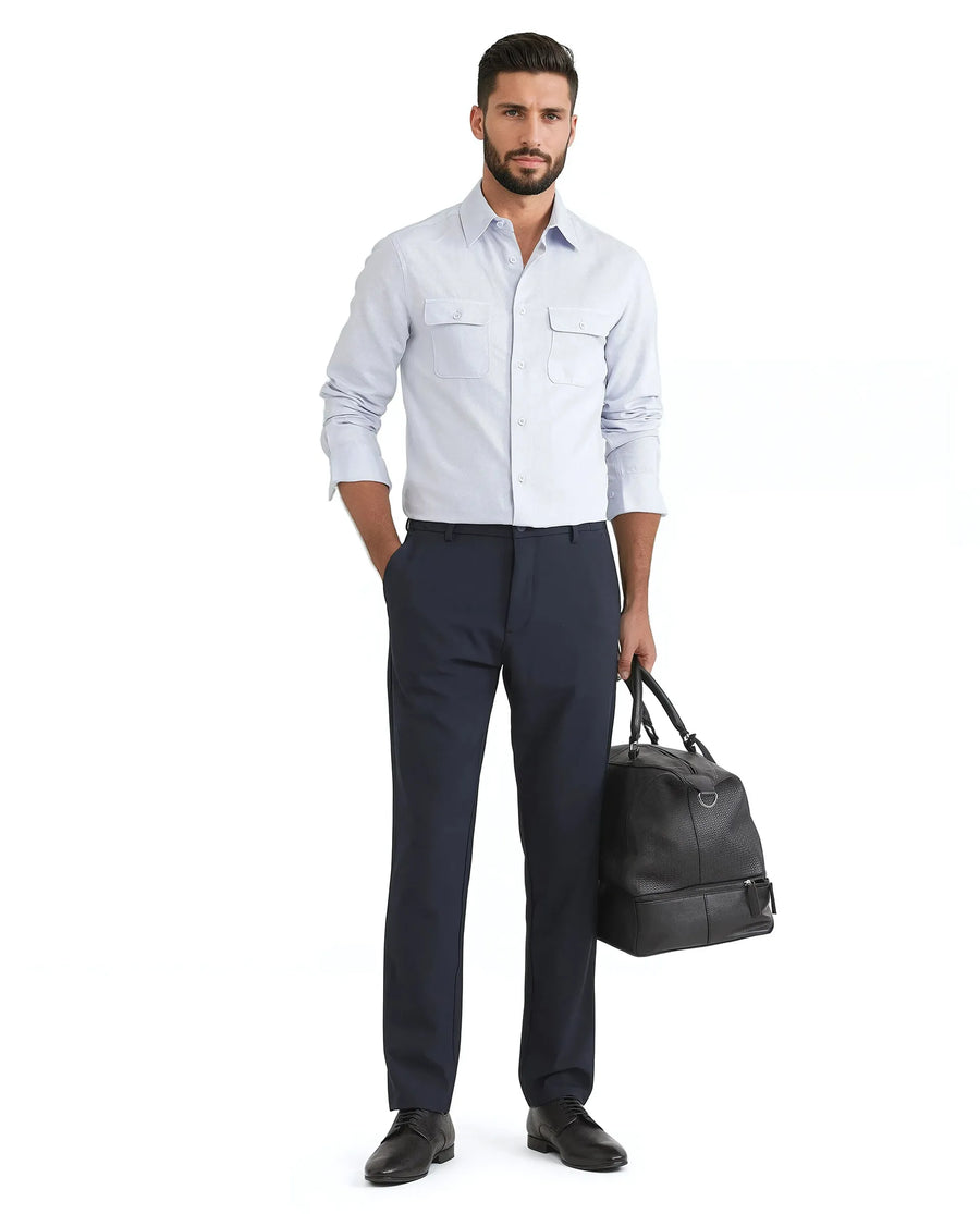 Rare Rabbit Men's Lyton 25 - Pastel Blue Cotton Blend Plain Regular Fit Full Sleeve Collared Shirt