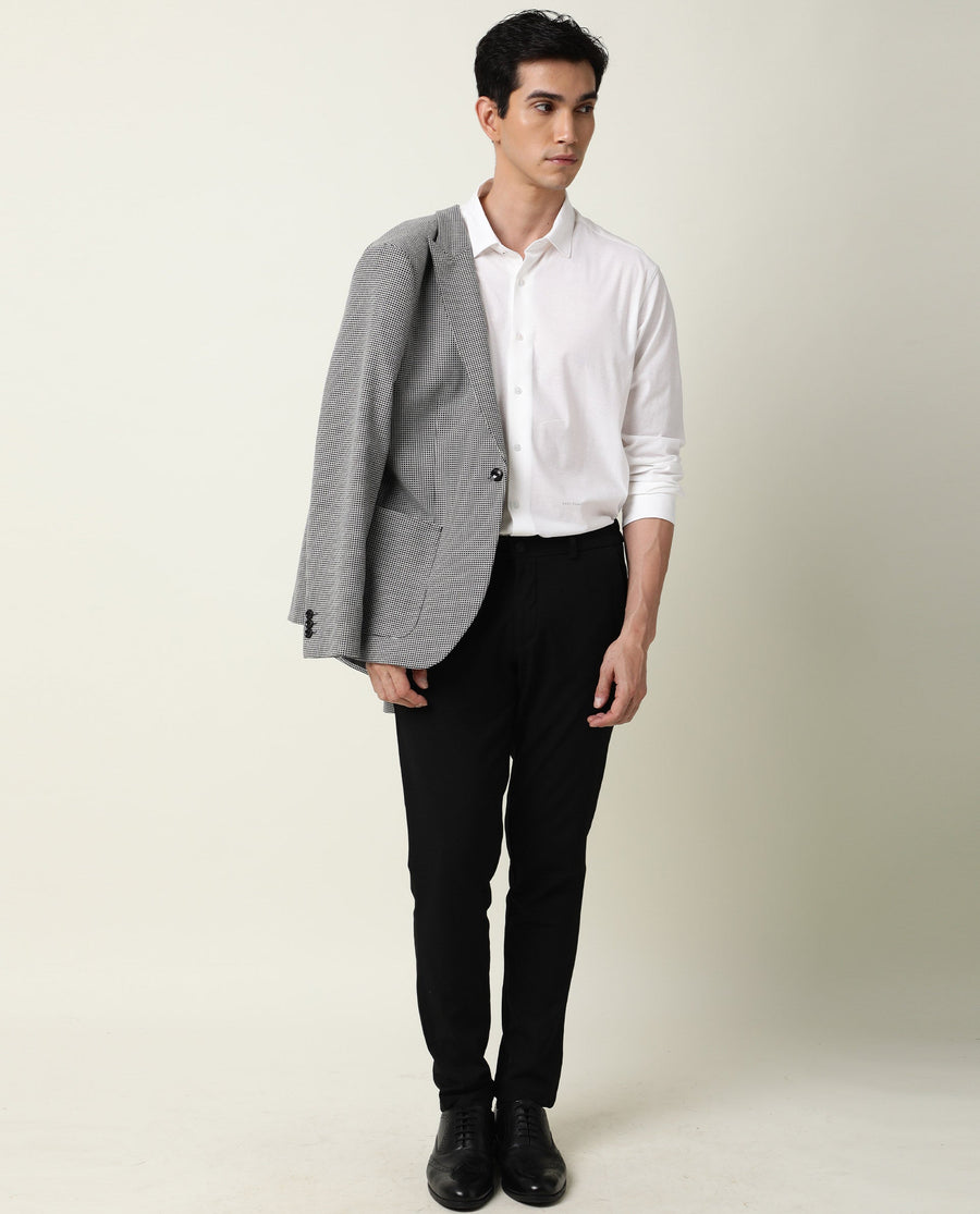 Rare Rabbit Men's Villa White Cotton Plain Tailored Fit Full Sleeve Collared Shirt
