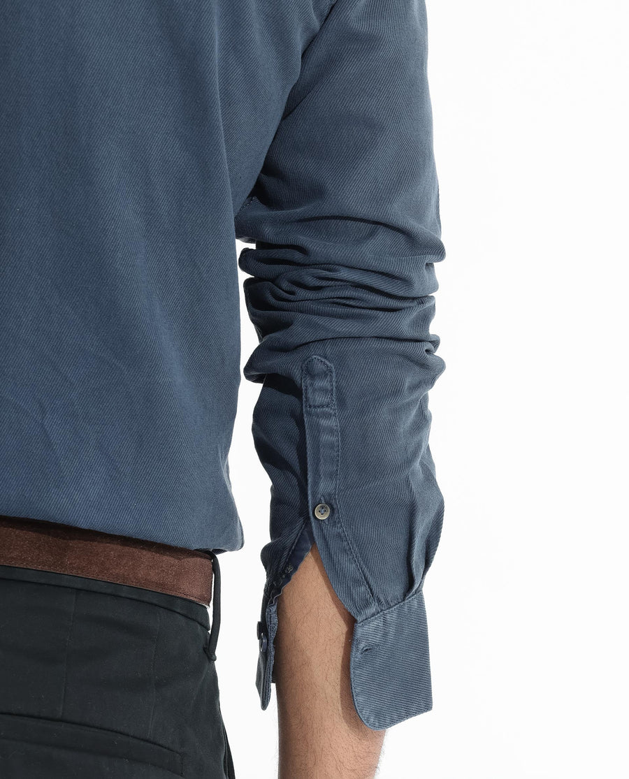 Rare Rabbit Men's Lipton Dusky Navy Cotton Plain Regular Fit Full Sleeve Collared Shirt
