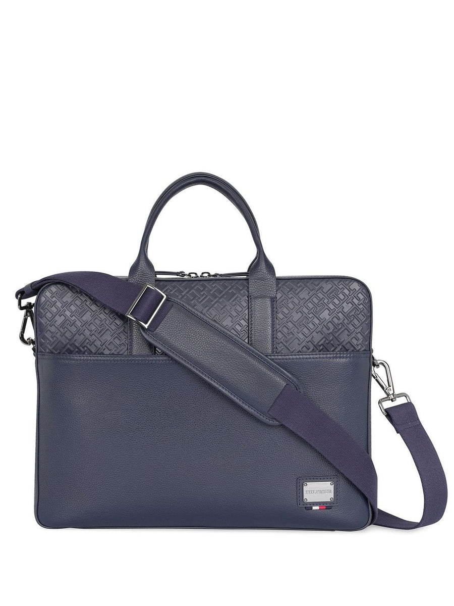 Tommy Hilfiger Unisex Colourblocked Leather Laptop Bag