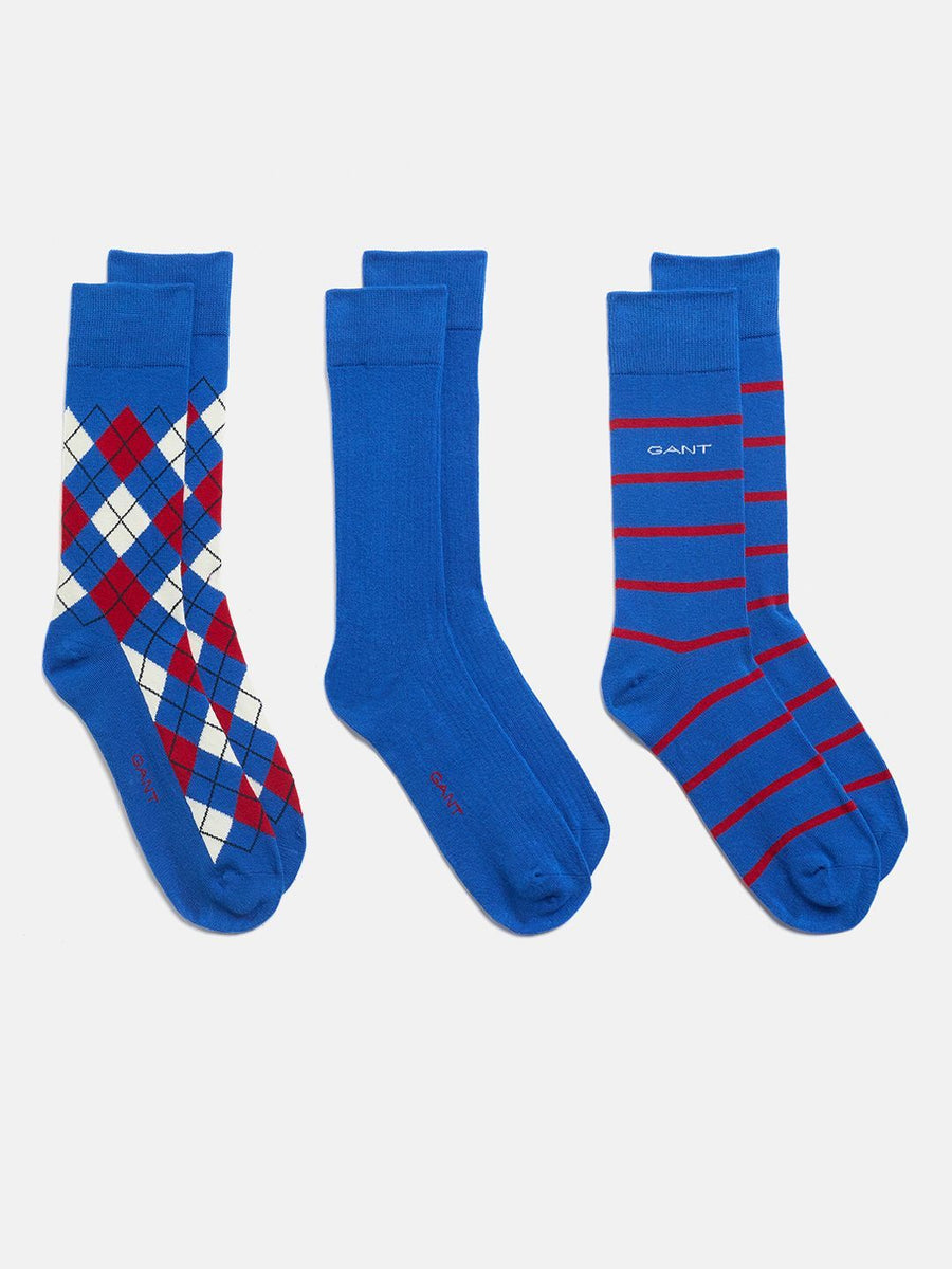 GANT Men Pack Of 3 Striped Calf Length Socks