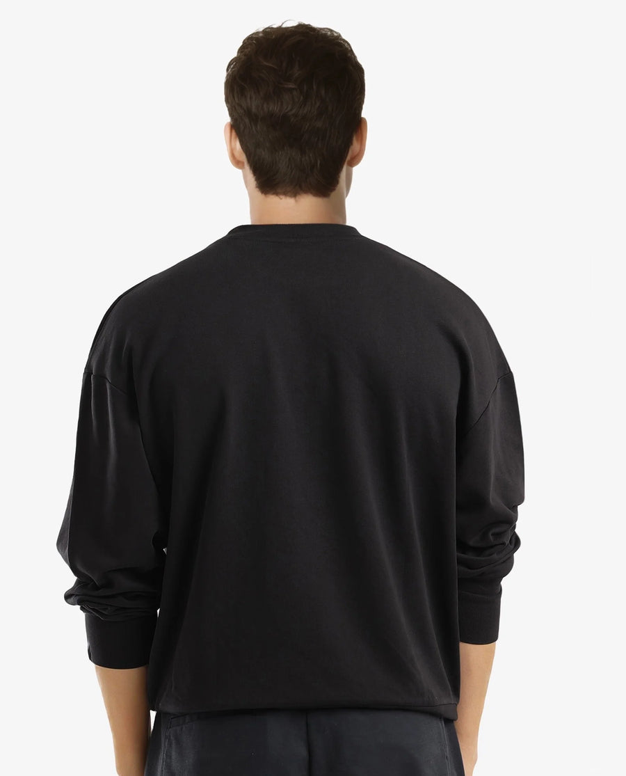 Rare Rabbit Men's Mabel Black Cotton Printed Oversized Fit Full Sleeve Crew Neck Sweatshirt