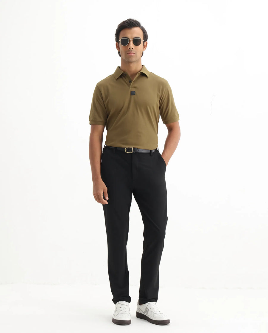 Rare Rabbit Men's Mabe Light Green Cotton Plain Regular Fit Half Sleeve Polo