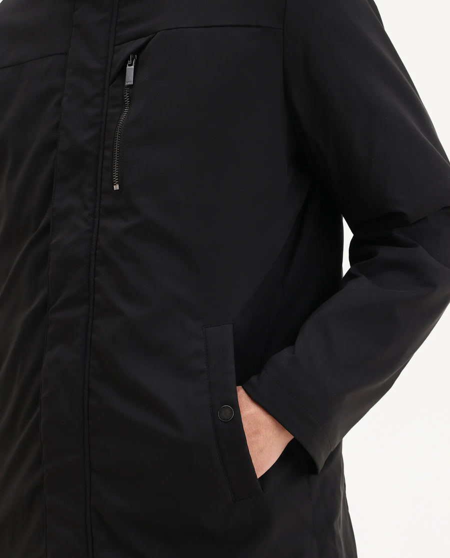 Rare Rabbit Men's Macaw-25 Black Polyester Plain Regular Fit Full Sleeve High Neck Jacket