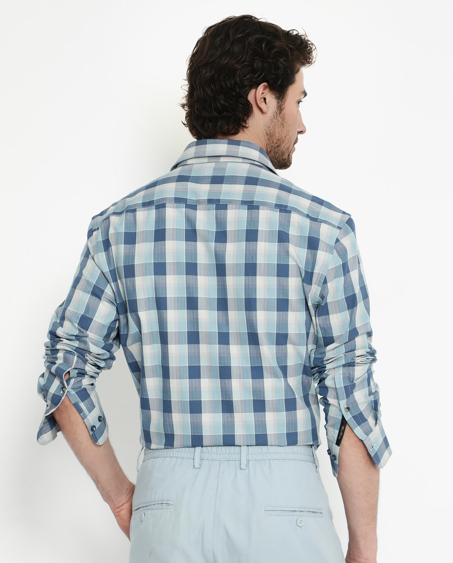 Rare Rabbit Men's Cotton Checked Print Regular Fit Full Sleeve Collared Shirt