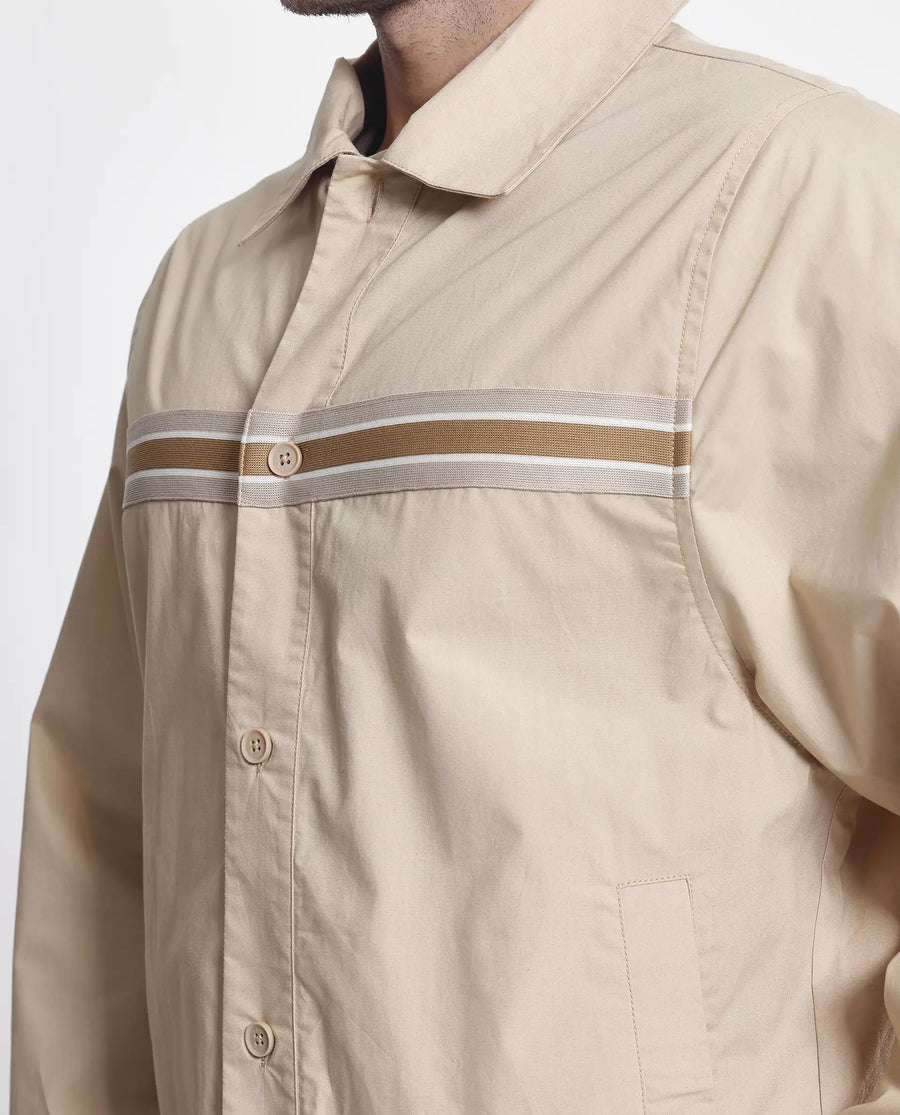 Rare Rabbit Men's Macon-S Beige Cotton Plain Regular Fit Full Sleeve Collared Shirt