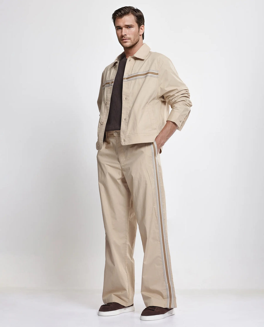 Rare Rabbit Men's Macon Beige Cotton Plain Baggy Fit Track Pant