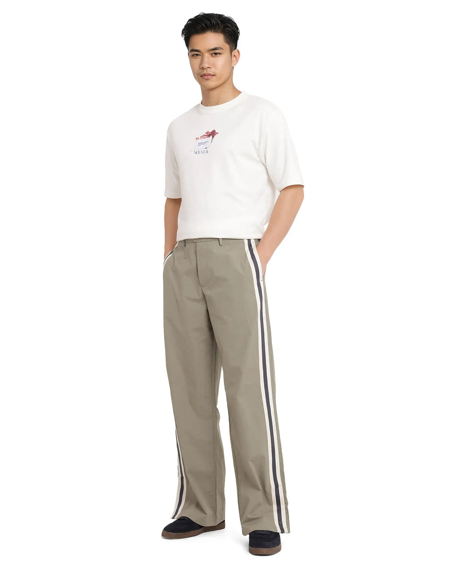 Rare Rabbit Men's Macon Green Cotton Plain Baggy Fit Track Pant