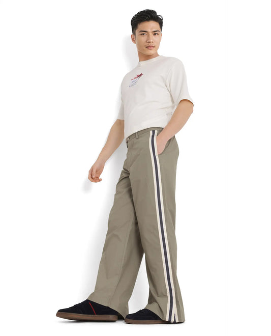 Rare Rabbit Men's Macon Green Cotton Plain Baggy Fit Track Pant
