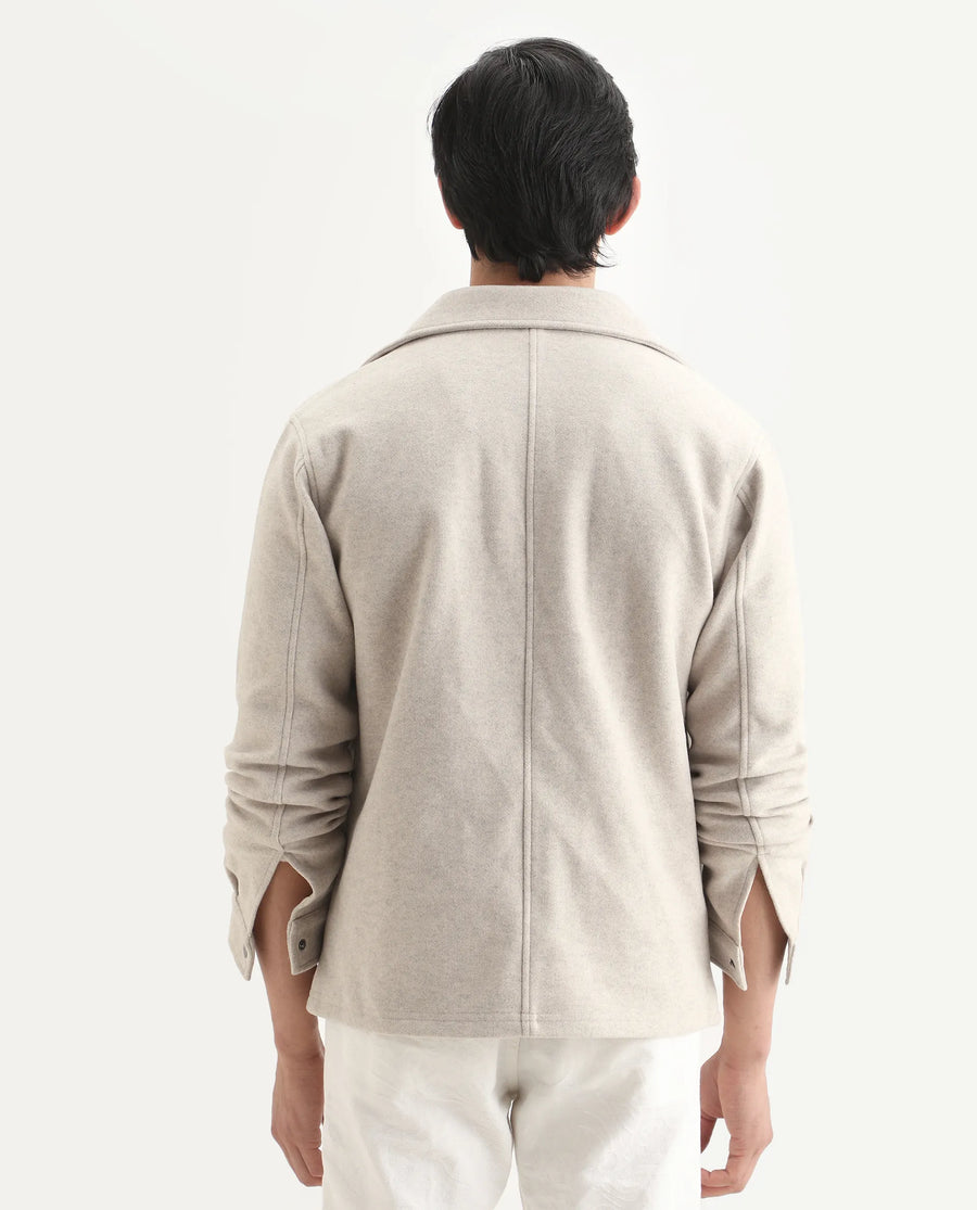 Rare Rabbit Men's Mahu Brown Polyester Fabric Spread Collar Regular Fit Plain Jacket