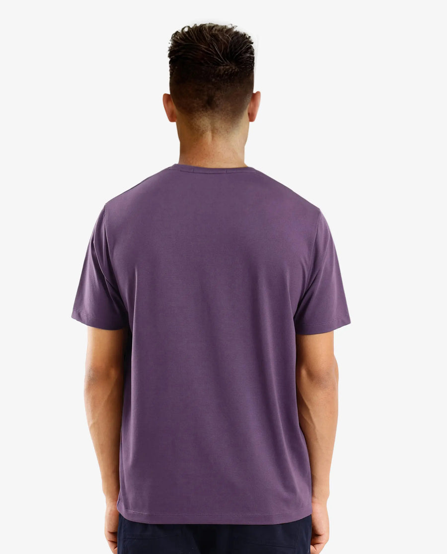 Rare Rabbit Men's Make Purple Cotton Graphic Print Regular Fit Half Sleeve Crew Neck T-Shirt