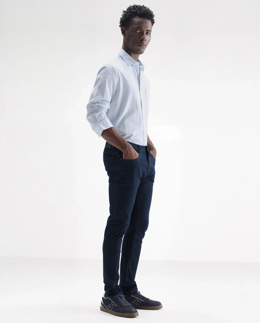 Rare Rabbit Men's Mambo Navy Cotton Plain Hawk Slim Fit Jeans