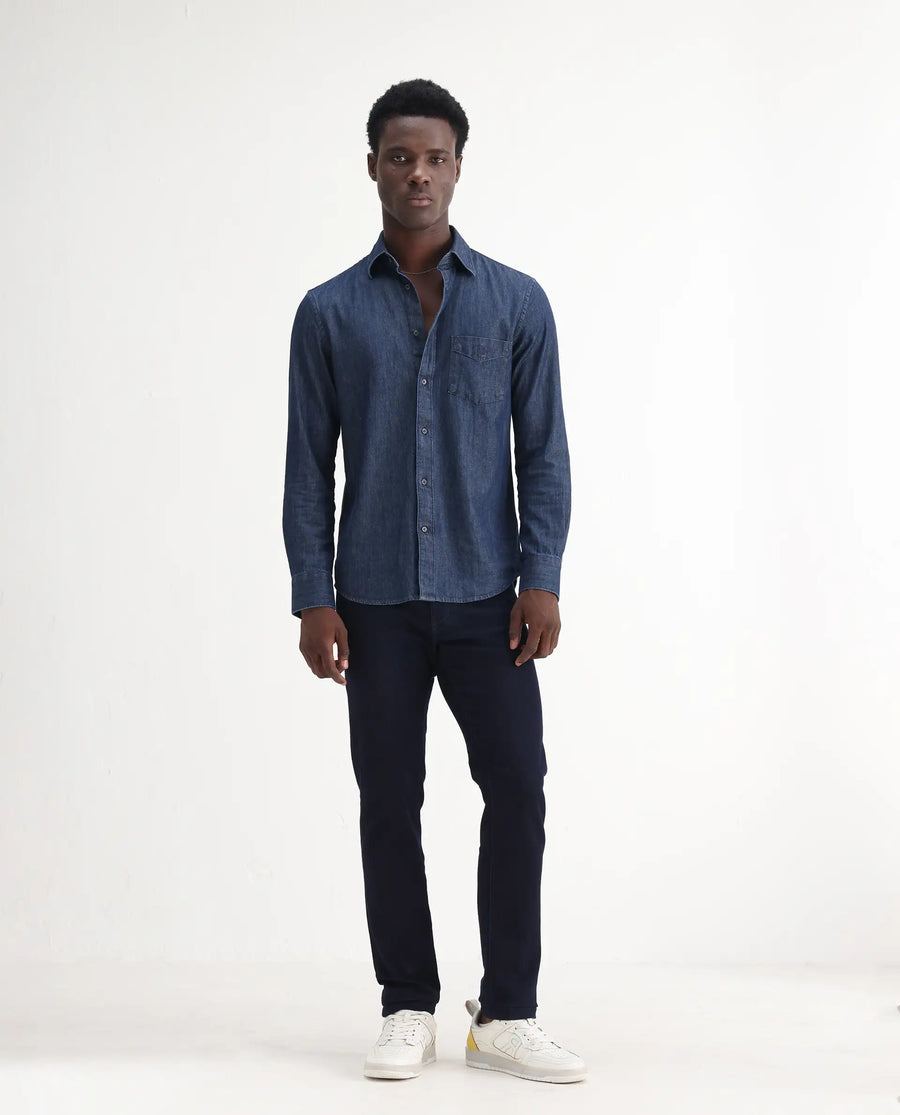 Rare Rabbit Men's Manado Dark Navy Cotton Blend Plain Hawk Slim Fit Jeans