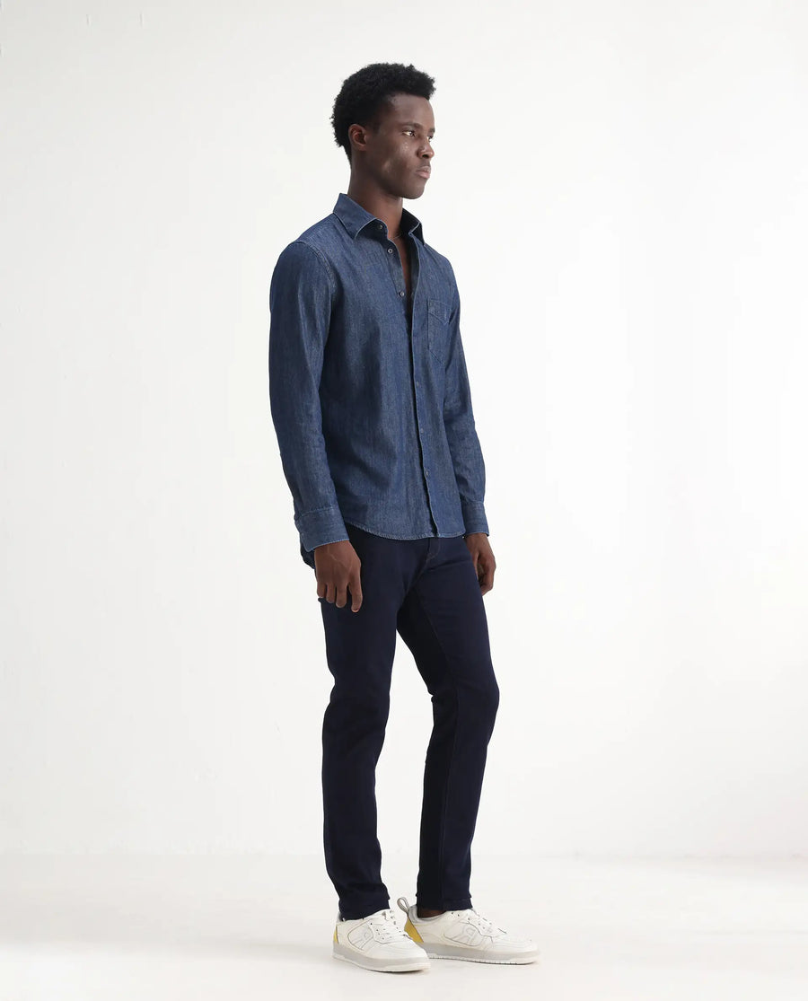 Rare Rabbit Men's Manado Dark Navy Cotton Blend Plain Hawk Slim Fit Jeans