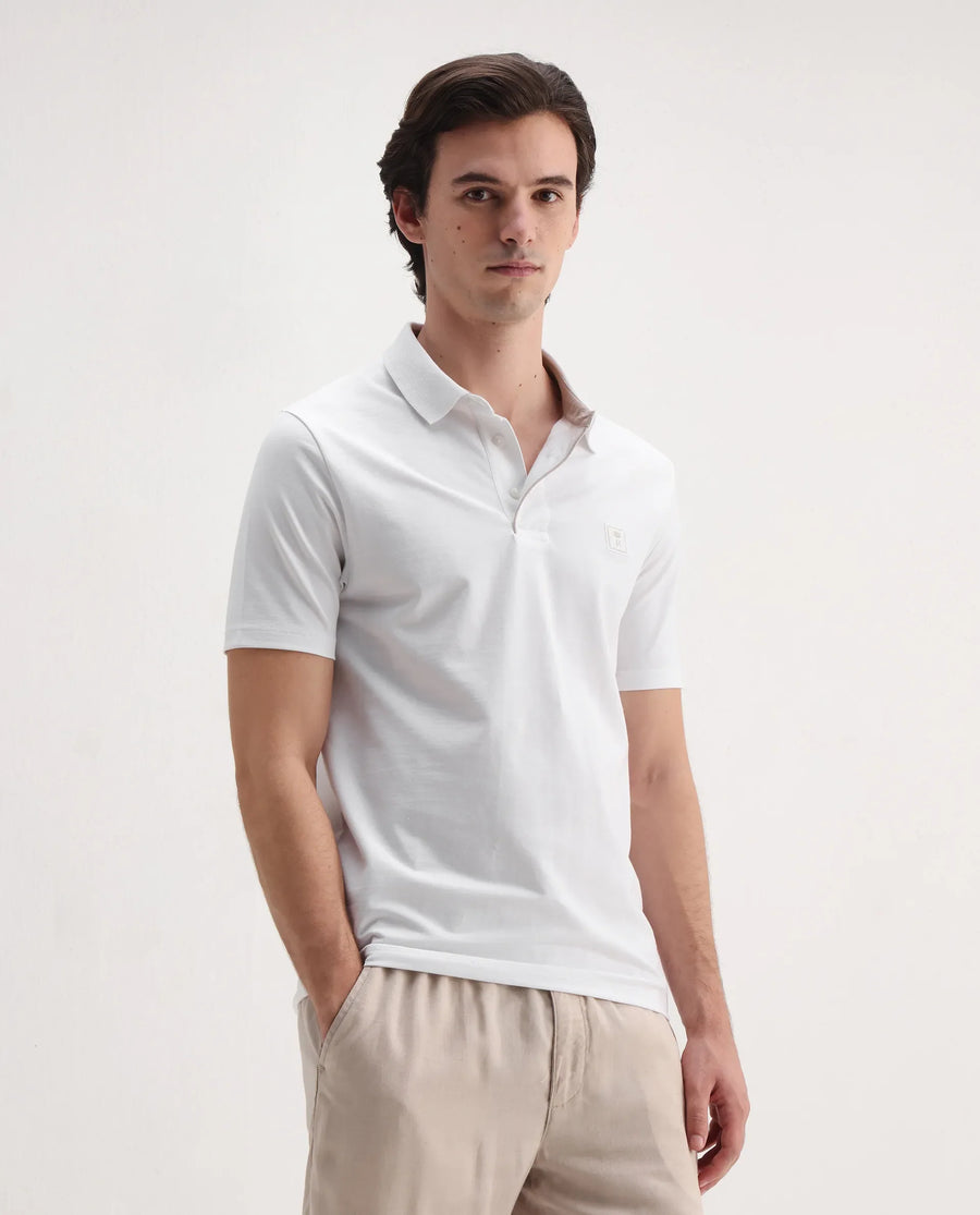 Rare Rabbit Men's Maq White Cotton Plain Regular Fit Half Sleeve Polo